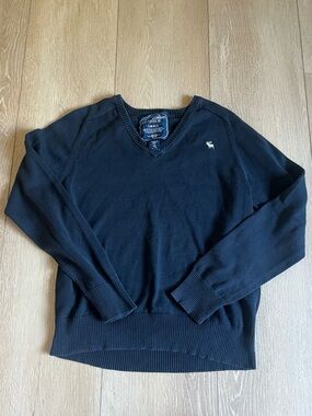 Abercrombie & Fitch Y2K Women’s Navy V-Neck Cotton Sweater Sz S